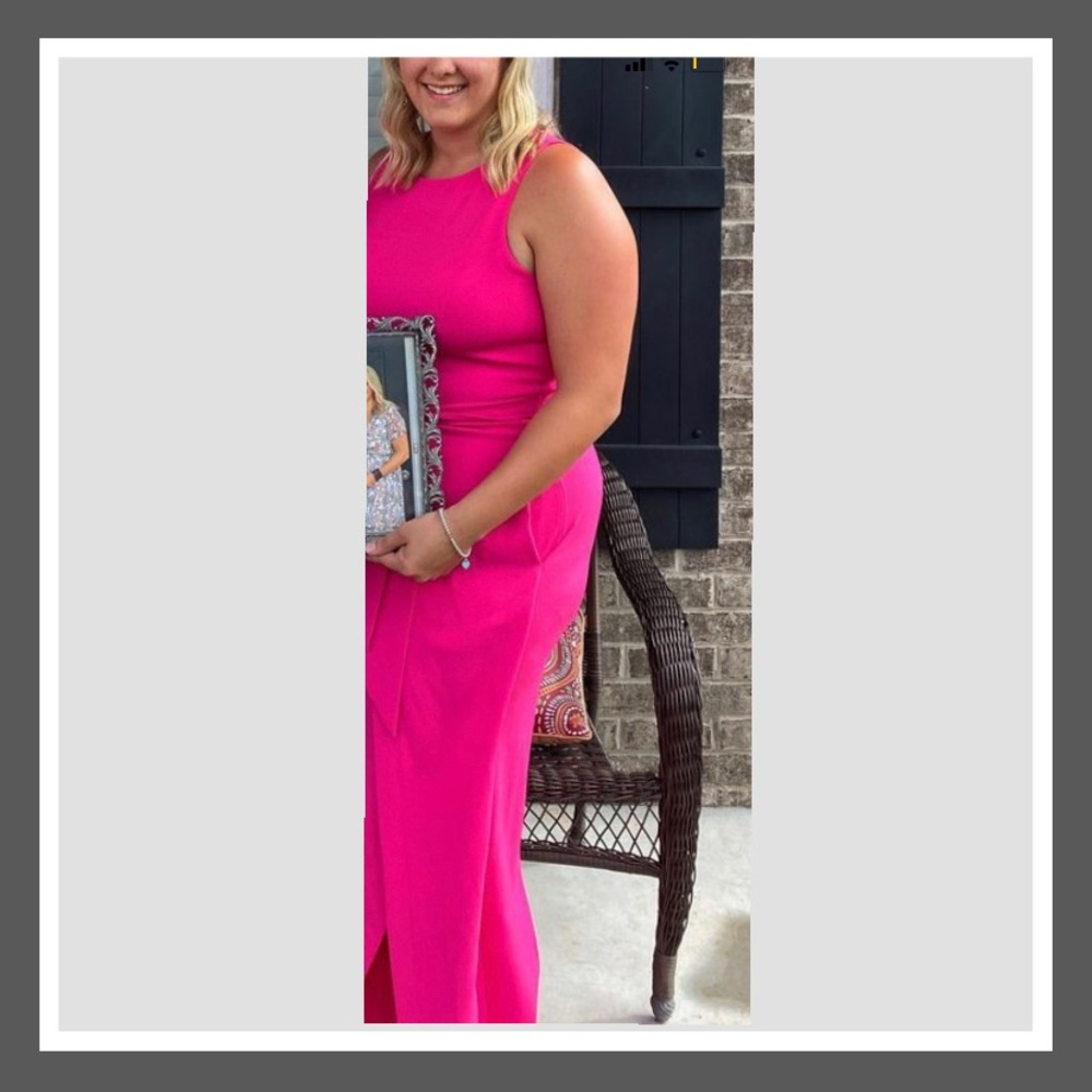 Hot pink slit leg jumpsuit
